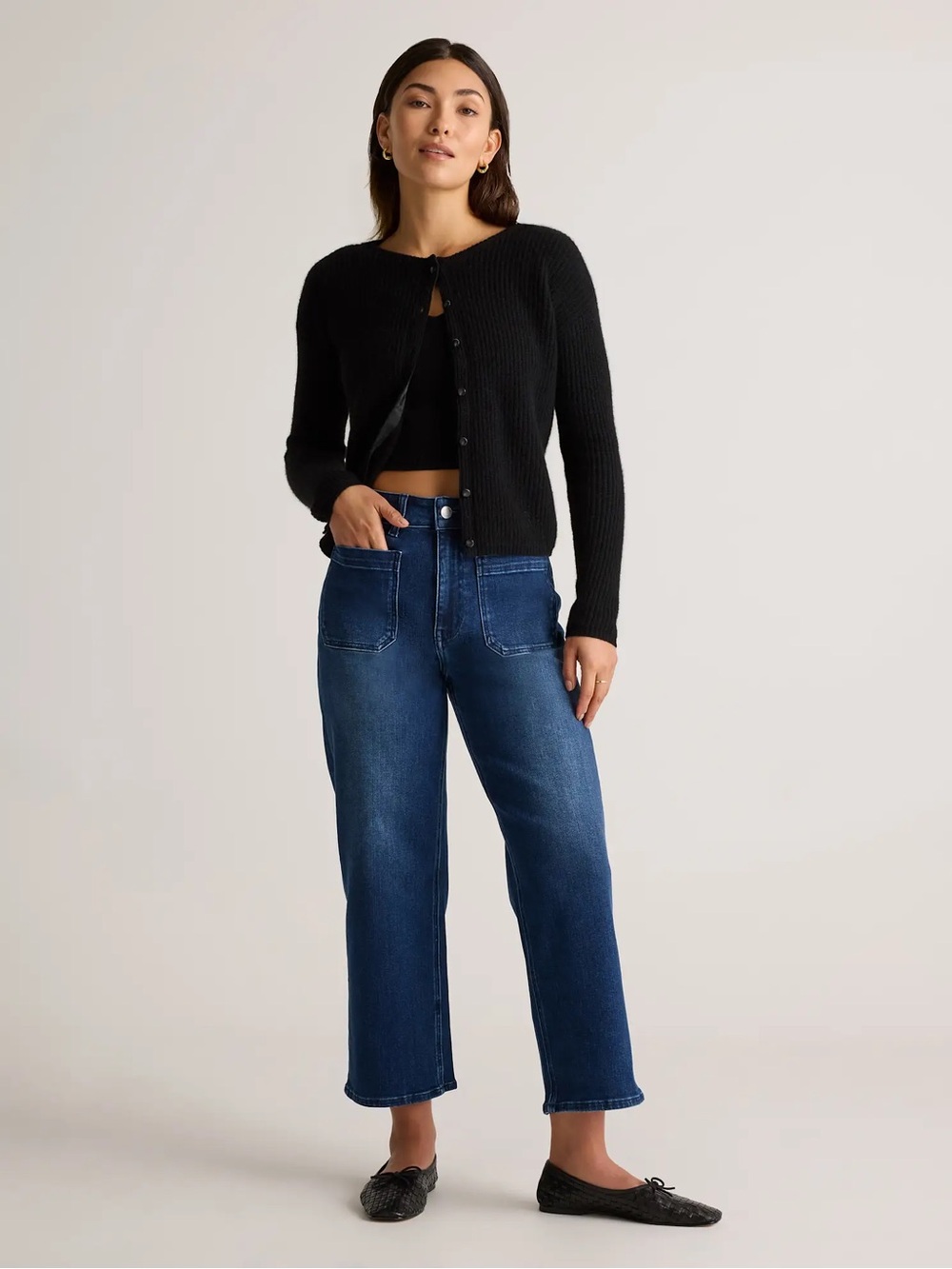 Quince Bella High-Rise Wide Leg Women's Jeans in Dark Indigo - Picture 2 of 8